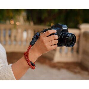 Red/Black Y Pattern Adjustable Camera Wrist Strap Peak Design Anchor Handcrafted